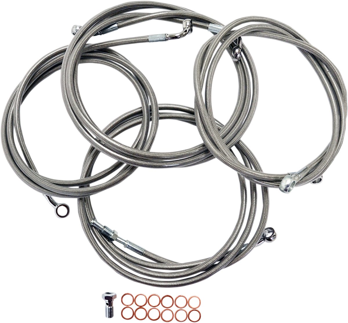 LA CHOPPERS Standard Stainless Braided Handlebar Cable/Brake Line Kit - 12"-14" Ape Hangers - '14-'16 Touring LA-8052KT-13