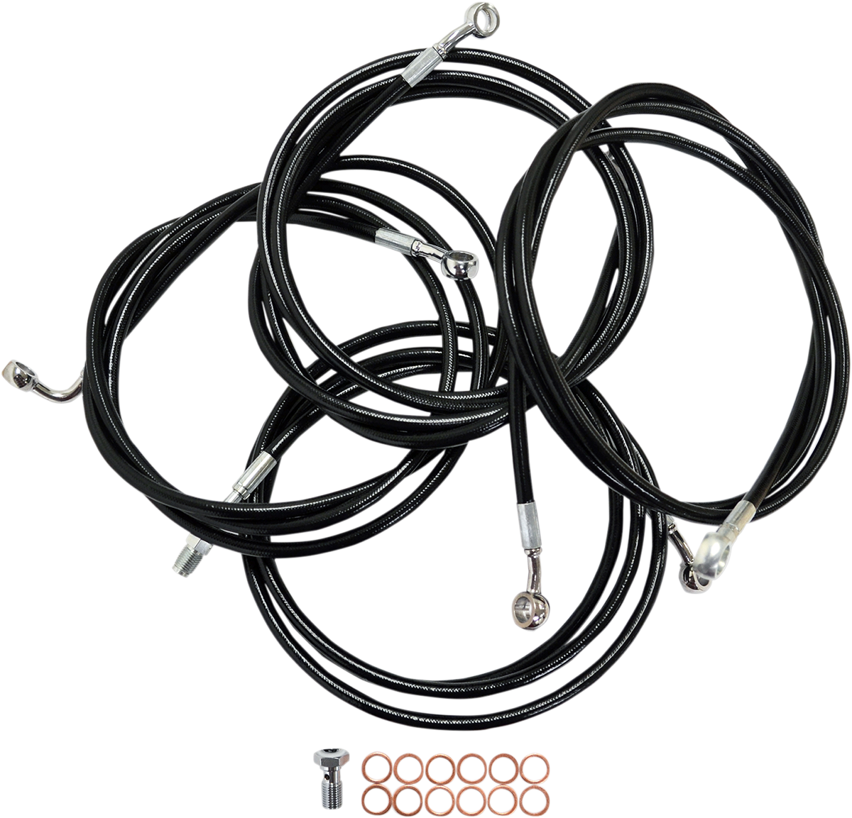 LA CHOPPERS Standard Black Vinyl Handlebar Cable/Brake Line Kit - 12"-14" Ape Hangers - '14-'16 FLH LA-8052KT-13B