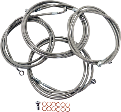 LA CHOPPERS Standard Stainless Braided Handlebar Cable/Brake Line Kit - 15"-17" Ape Hangers - '14-'16 Touring LA-8052KT-16
