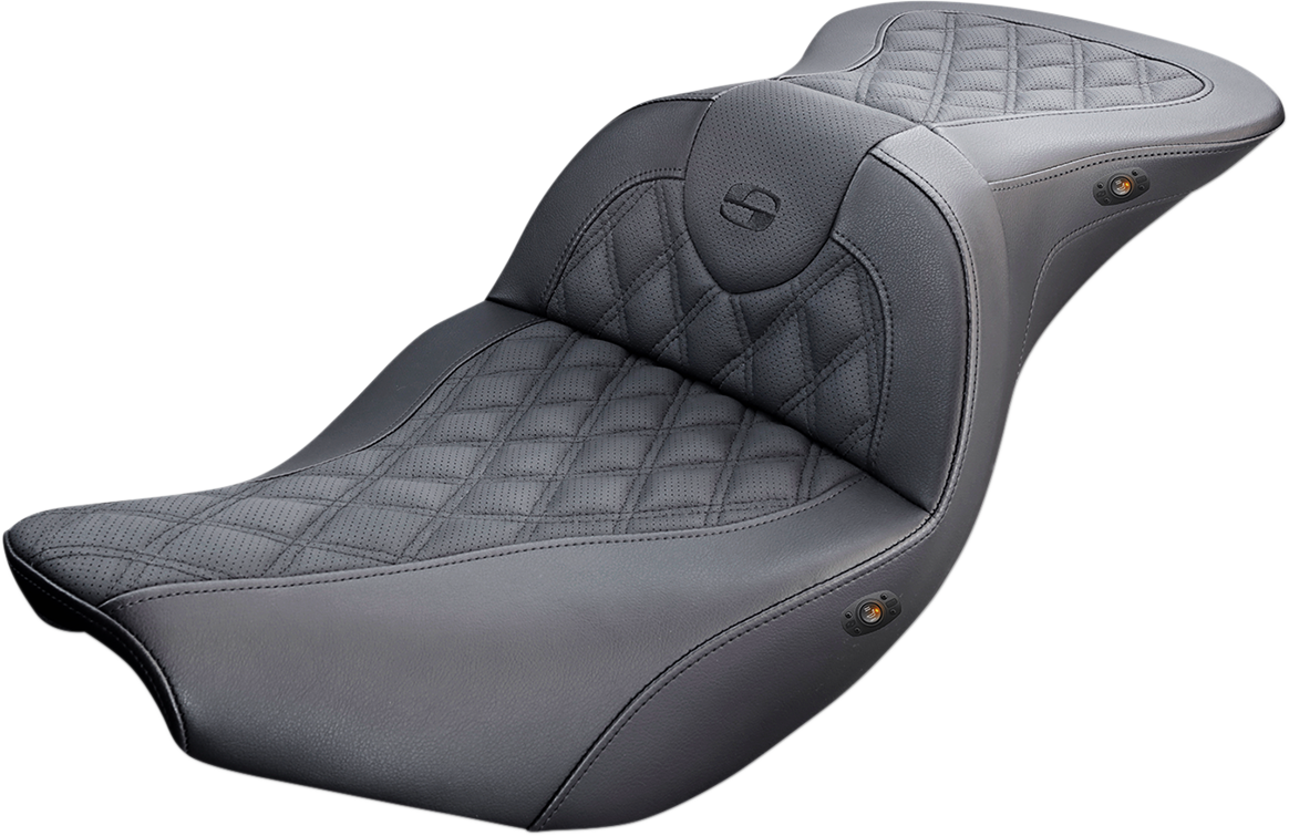 SADDLEMEN Heated Roadsofa™ Seat - Lattice Stitch - w/o Backrest - Indian I14-07-182HCT