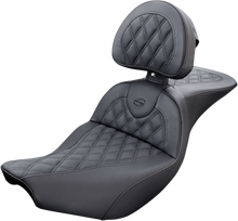 SADDLEMEN Roadsofa™ Seat - with Backrest - Lattice Stitch - Black - Indian '14-'24 I14-07-182BR