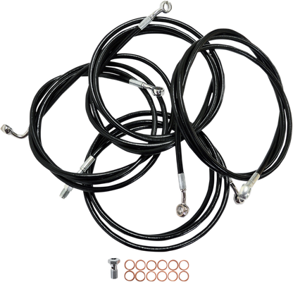 LA CHOPPERS Standard Black Vinyl Handlebar Cable/Brake Line Kit - 18"-20" Ape Hangers - '14-'16 FLH LA-8052KT-19B