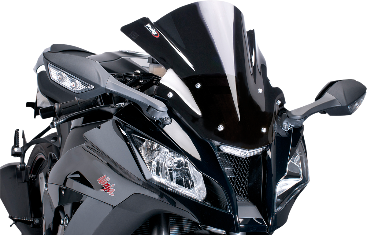 PUIG HI-TECH PARTS Race Windscreen - 16-1/8"Black - ZX10R 5603N