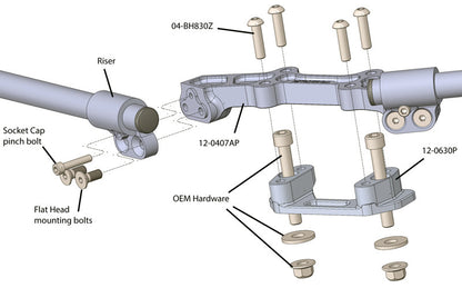 Woodcraft Ducati Monster 821 (15-17) / 1200 /S (14-16) Clipon Riser Adapter Plate With Bars