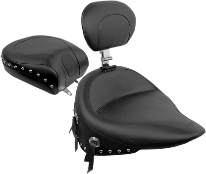 MUSTANG Wide Rear Seat - Studded - Black - Softail '84-'99 79114