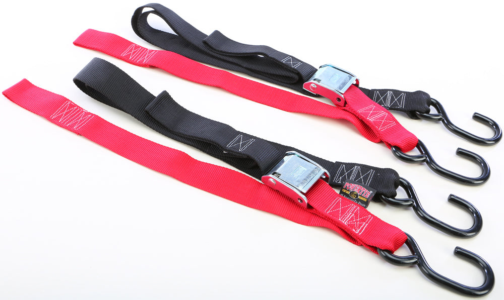 Tie Down Cam S Hook Soft Tye 1.5"X6' Black/Red Pair