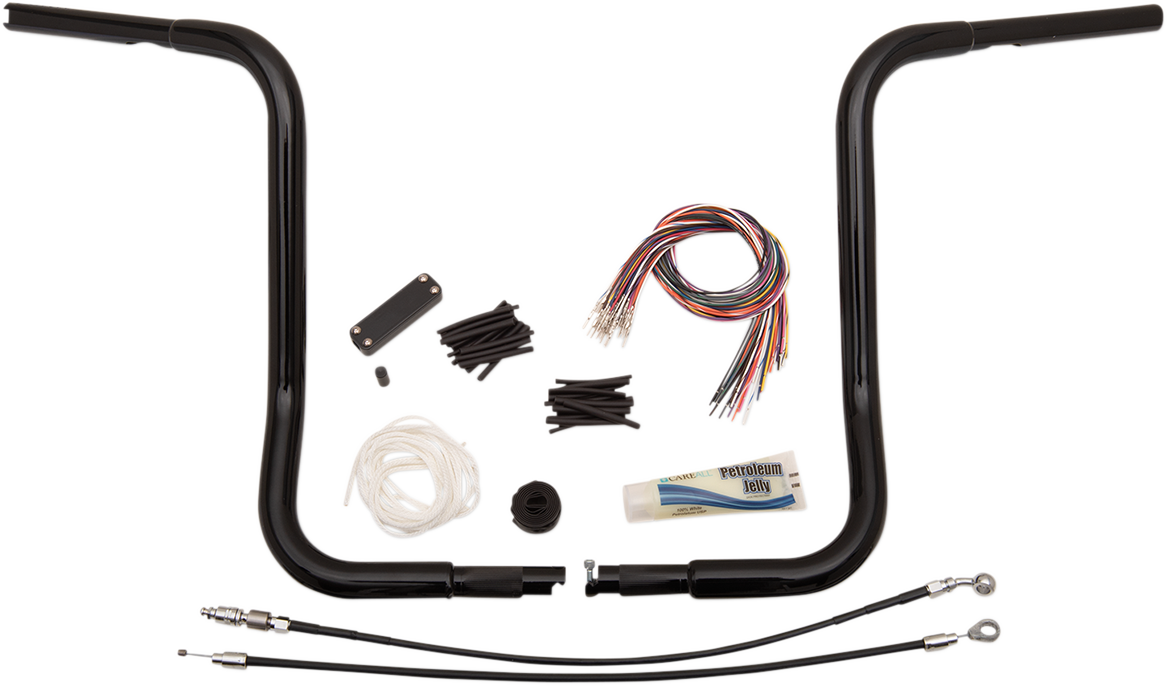 FAT BAGGERS INC. 1-1/4" EZ Install Round Top Handlebar Kit - 16" - Black 909416-B