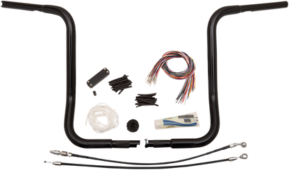 FAT BAGGERS INC. 1-1/4" EZ Install Round Top Handlebar Kit - 16" - Black 909416-B