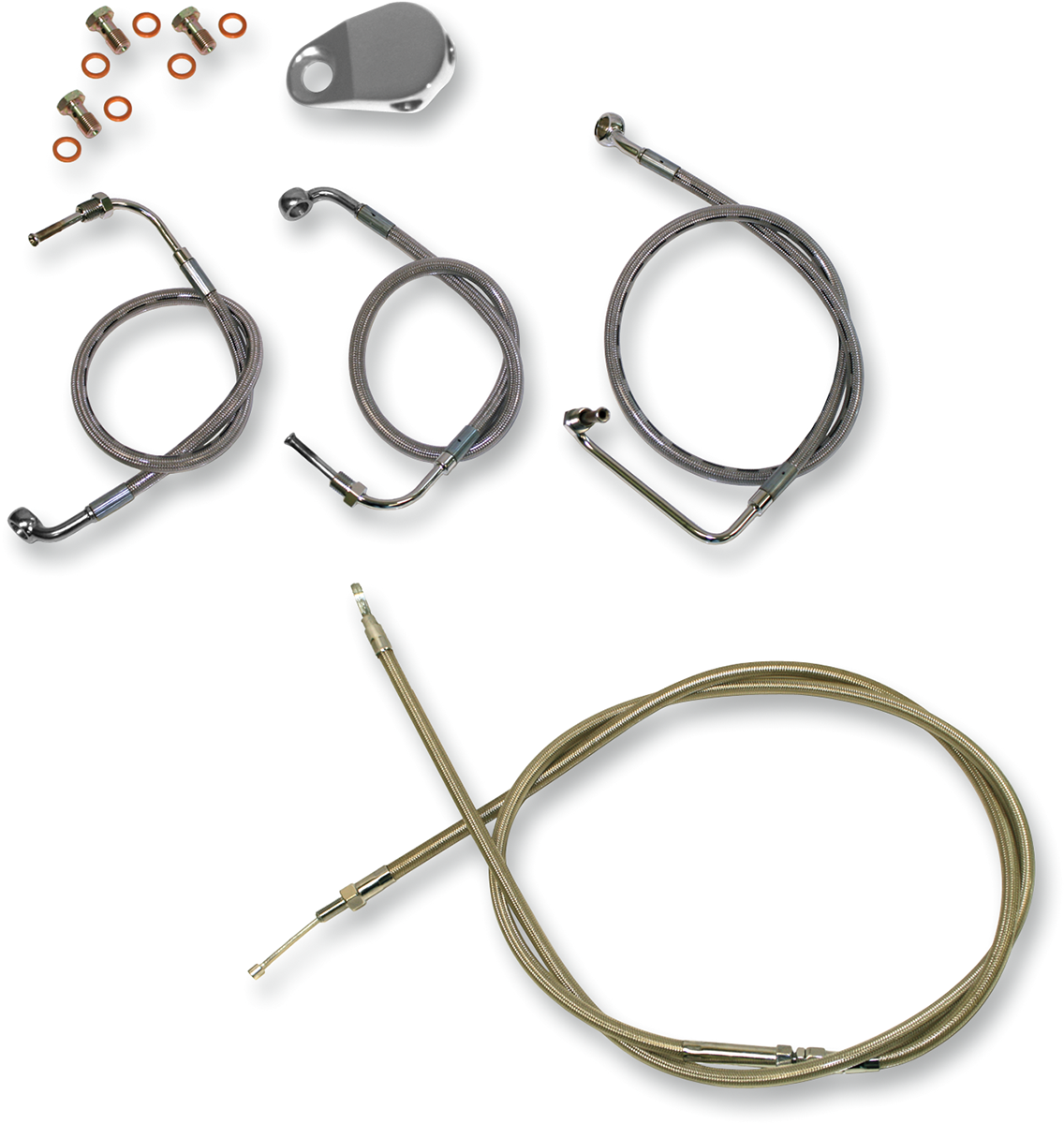 LA CHOPPERS Standard Stainless Braided Handlebar Cable/Brake Line Kit - 15"-17" Ape Hangers - '14-'16 FLHR LA-8011KT-16