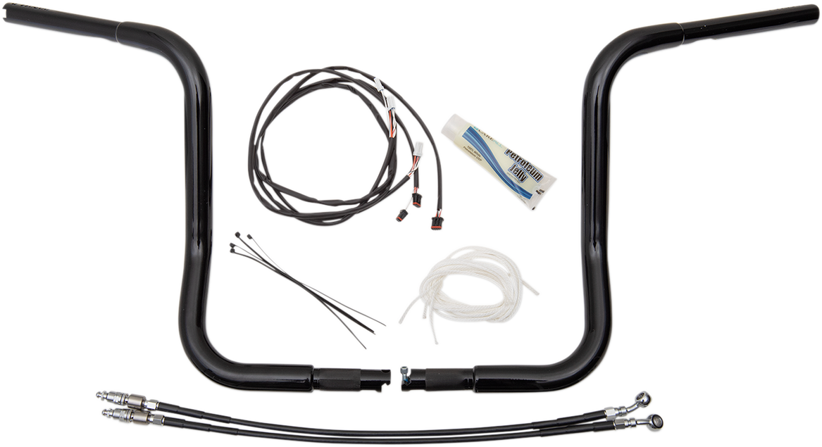 FAT BAGGERS INC. 1-1/4" EZ Install Round Top Handlebar Kit - 14" - Black 909514-B