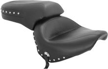 MUSTANG Seat - Wide - Touring - Without Backrest - Two-Piece - Chrome Studded - Black w/Conchos - XV650 75266