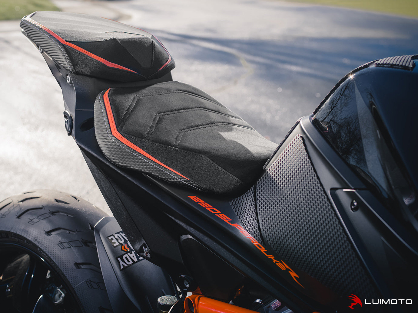 LUIMOTO (R-Cafe) Rider Seat Covers for the KTM 1290 Super Duke R (2020+)