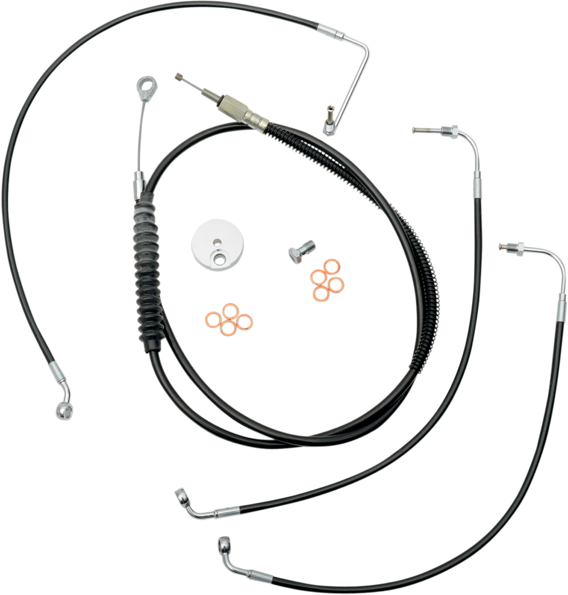 LA CHOPPERS Standard Black Vinyl Handlebar Cable/Brake Line Kit - 15"-17" Ape Hangers - '14-'16 FLHX LA-8012KT-16B