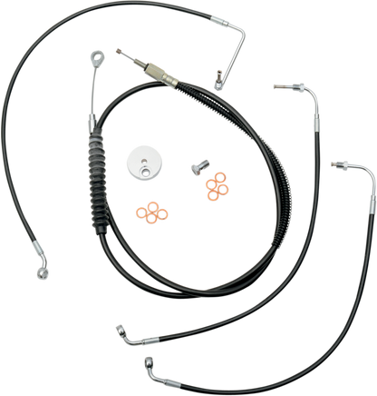 LA CHOPPERS Standard Black Vinyl Handlebar Cable/Brake Line Kit - 15"-17" Ape Hangers - '14-'16 FLHX LA-8012KT-16B