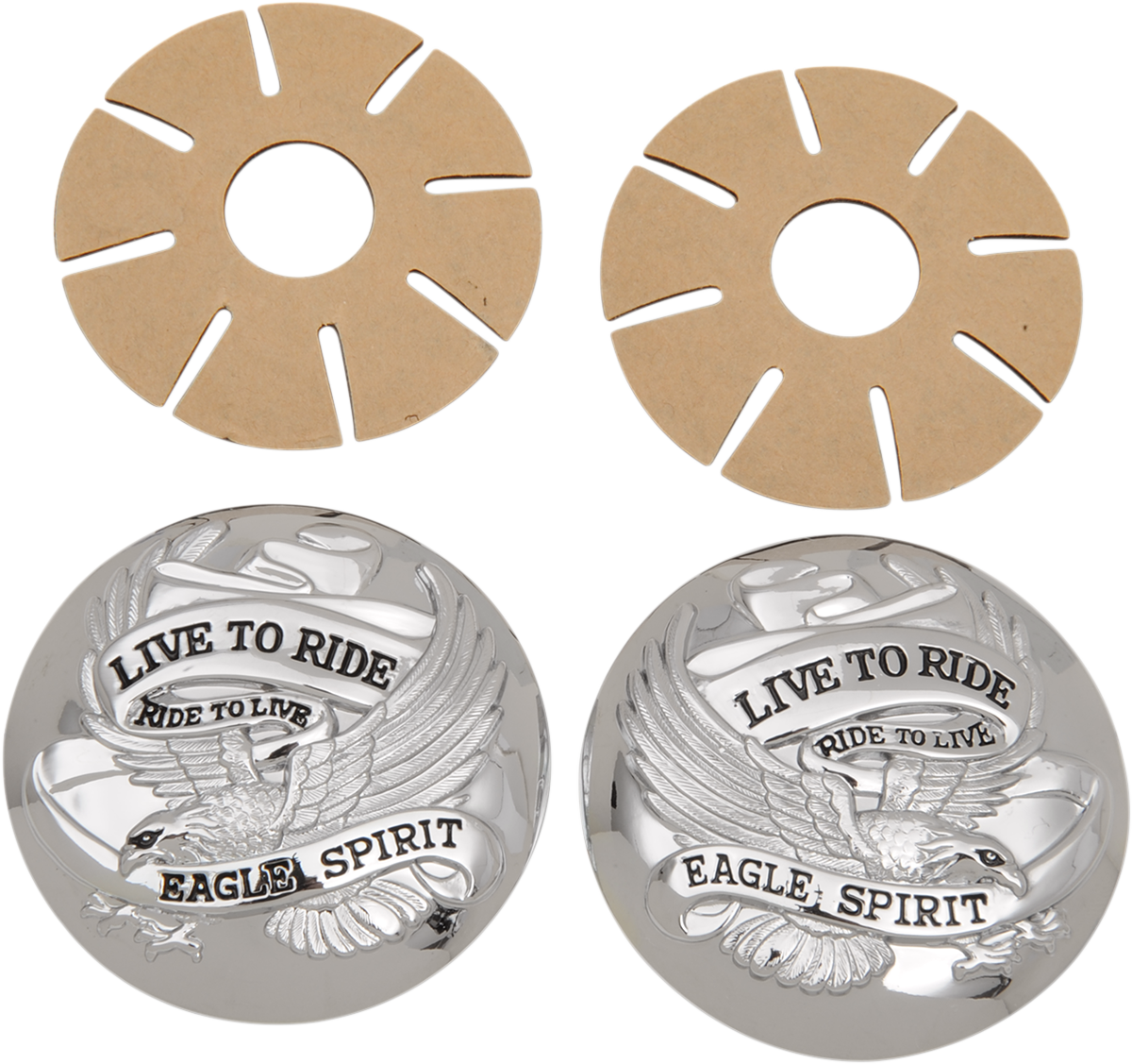 DRAG SPECIALTIES "Live to Ride" Gas Cap Covers - Chrome 03-0025A-BC230