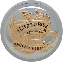 DRAG SPECIALTIES "Live to Ride" Gas Cap - Vented - Chrome with Gold 72647