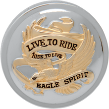 DRAG SPECIALTIES "Live to Ride" Gas Cap - Non-Vented - Chrome with Gold 72646