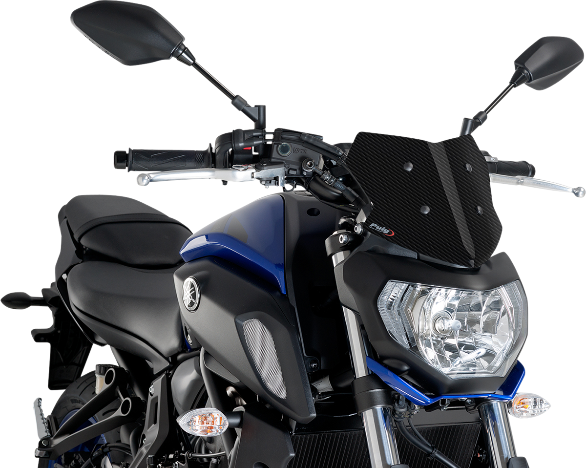 PUIG HI-TECH PARTS Naked Sport Windscreen - 9" - Carbon - Yamaha 9666C