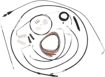LA CHOPPERS Complete Black Vinyl Braided Handlebar Cable/Brake Line Kit - 15"-17" Handlebars - '07 Touring LA-8006KT2B-16B