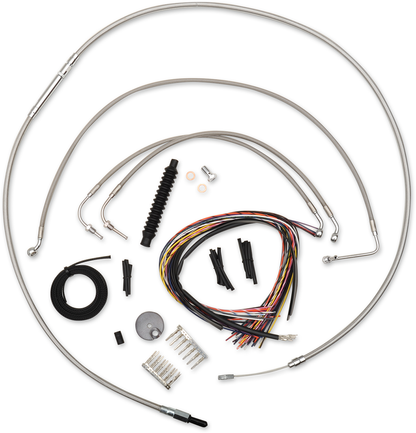 LA CHOPPERS Complete Stainless Braided Handlebar Cable/Brake Line Kit - 12"-14" Handlebars - '08-'13 FL LA-8010KT2-13