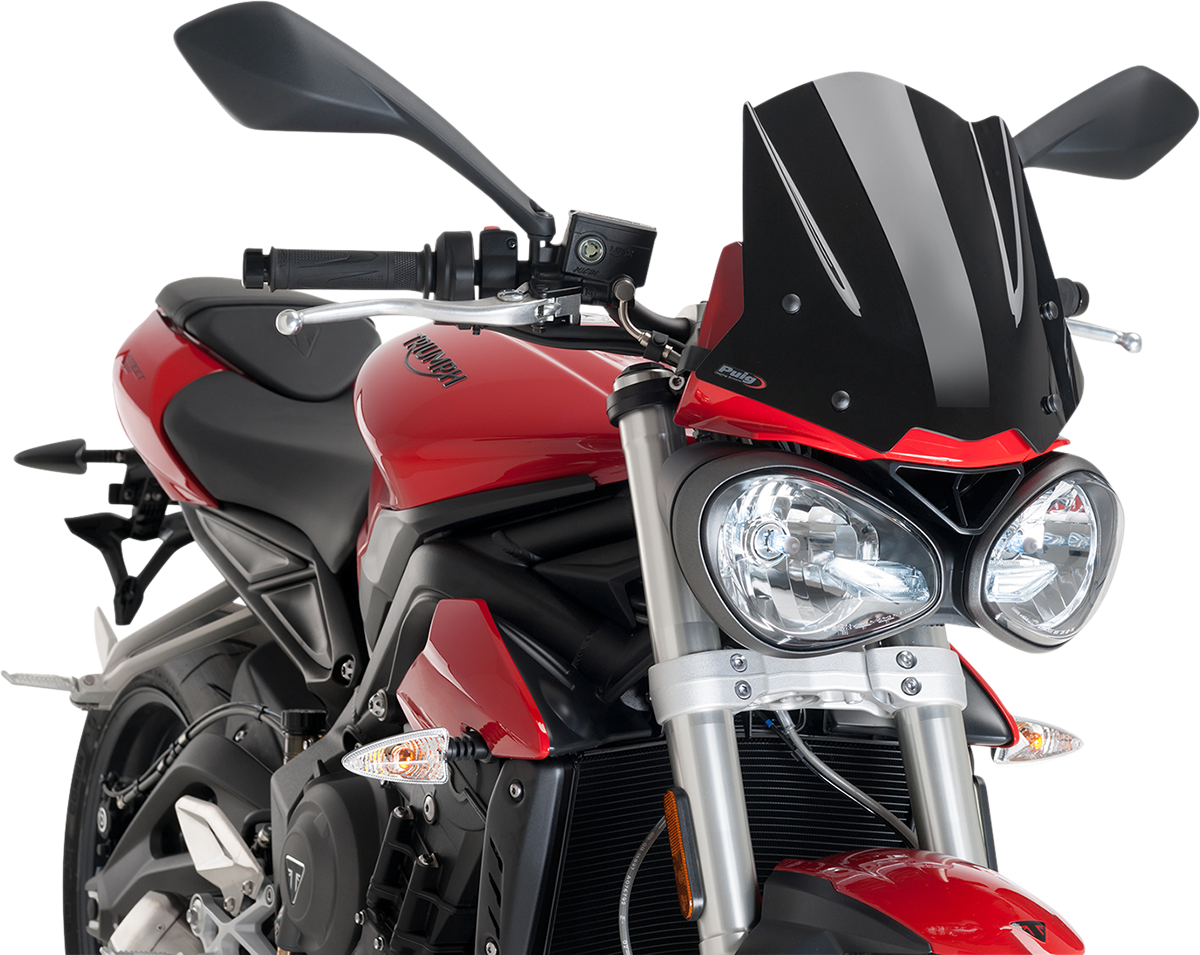 PUIG HI-TECH PARTS New Generation Windscreen - 12-1/4" - Black - Street Triple 765 9999N