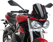 PUIG HI-TECH PARTS New Generation Windscreen - 12-1/4" - Black - Street Triple 765 9999N