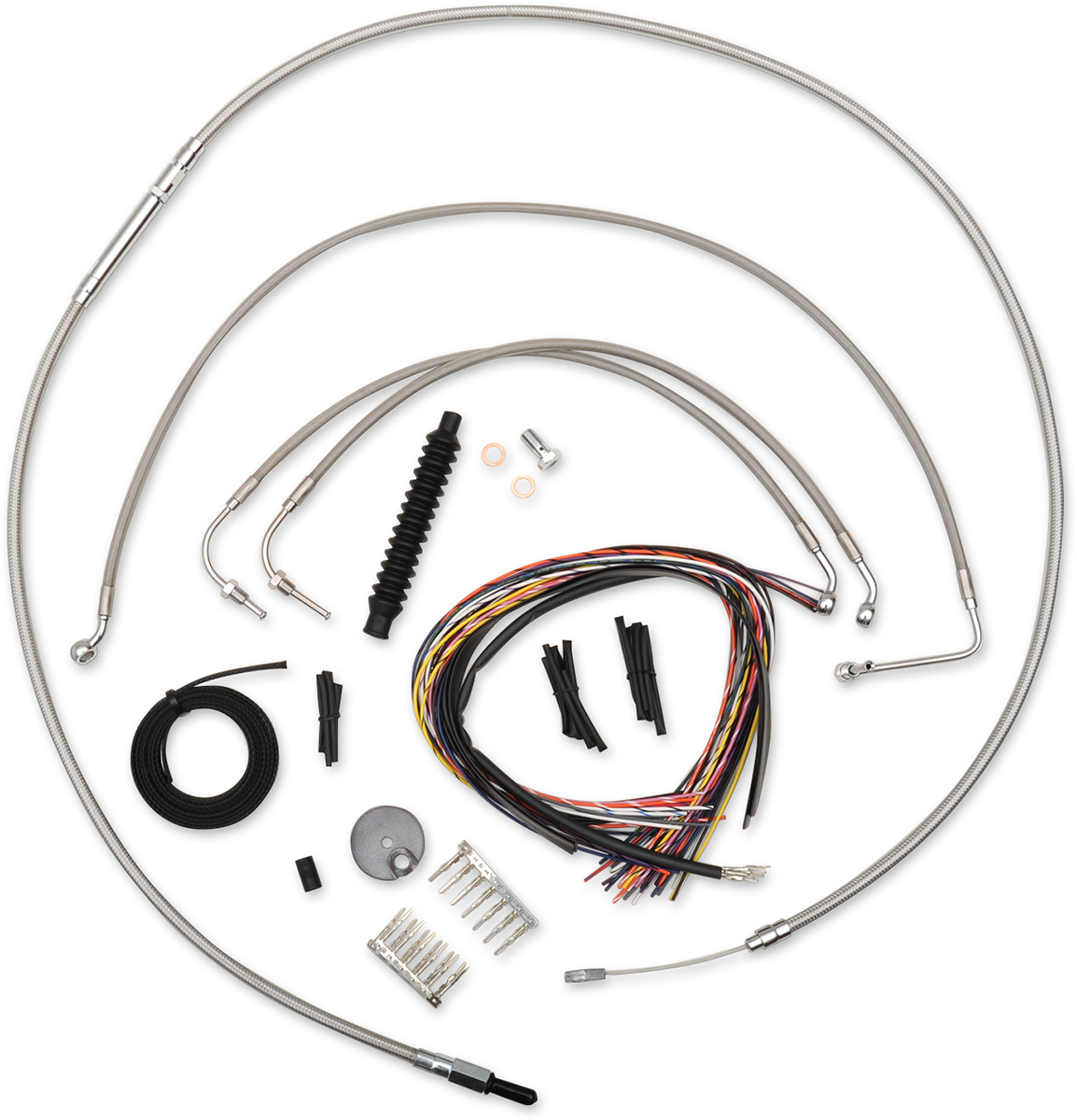 LA CHOPPERS Complete Stainless Braided Handlebar Cable/Brake Line Kit - 18"-20" Handlebars - '14-'15 FLHR LA-8011KT2-19