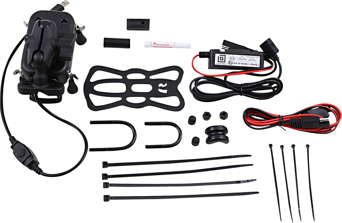 RAM MOUNTS Tough-Charge™ Waterproof Wireless Charging Mount - Hardwire Charger - U-Bolt Mount RAMB149ZAUN12WV
