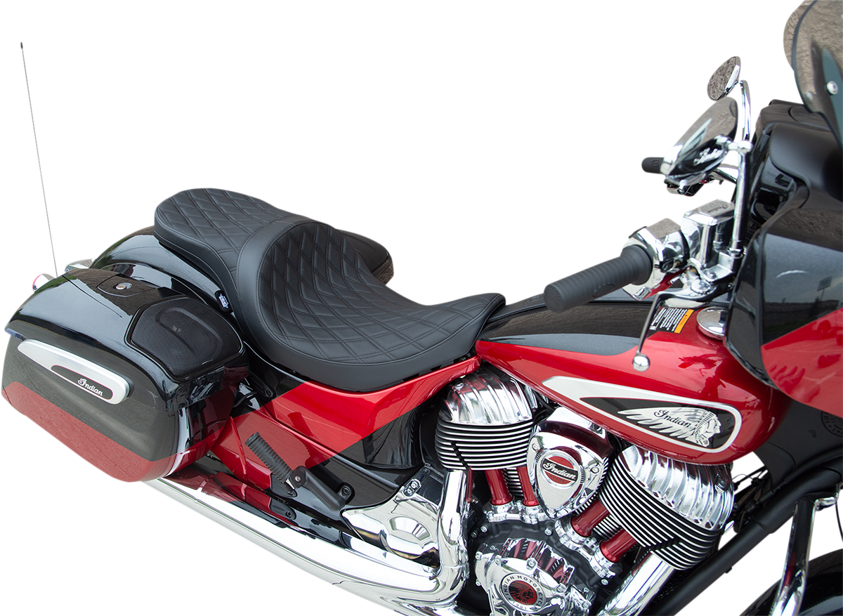 DRAG SPECIALTIES SEATS Low Profile Touring Seat - Double Diamond w/ Black Stitching - Indian '14-'22 0810-2258