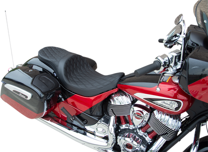 DRAG SPECIALTIES SEATS Low Profile Touring Seat - Double Diamond w/ Black Stitching - Indian '14-'22 0810-2258