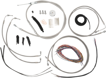 LA CHOPPERS Complete Stainless Braided Handlebar Cable/Brake Line Kit - 12"-14" Handlebars - '08-'13 FLTR LA-8050KT2-13