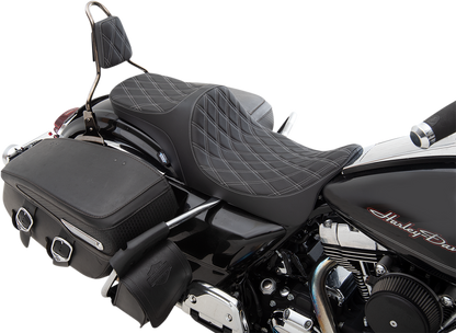 DRAG SPECIALTIES SEATS Predator III 2-Up Seat - Double Diamond - Silver Thread - FL '08-'23 0801-1305