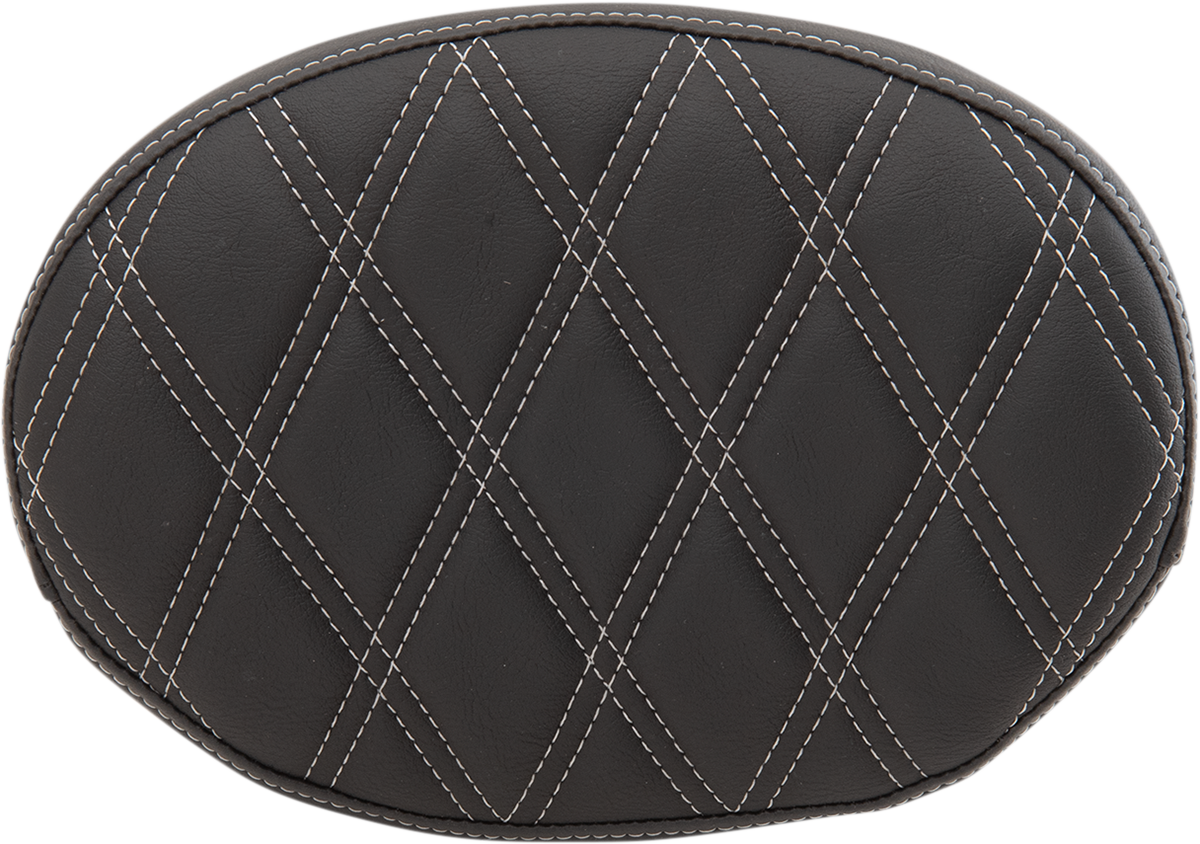 DRAG SPECIALTIES SEATS Oval Sissy Bar Pad - Double Diamond - SIlver Stitch - FL '99-'22 0822-0429