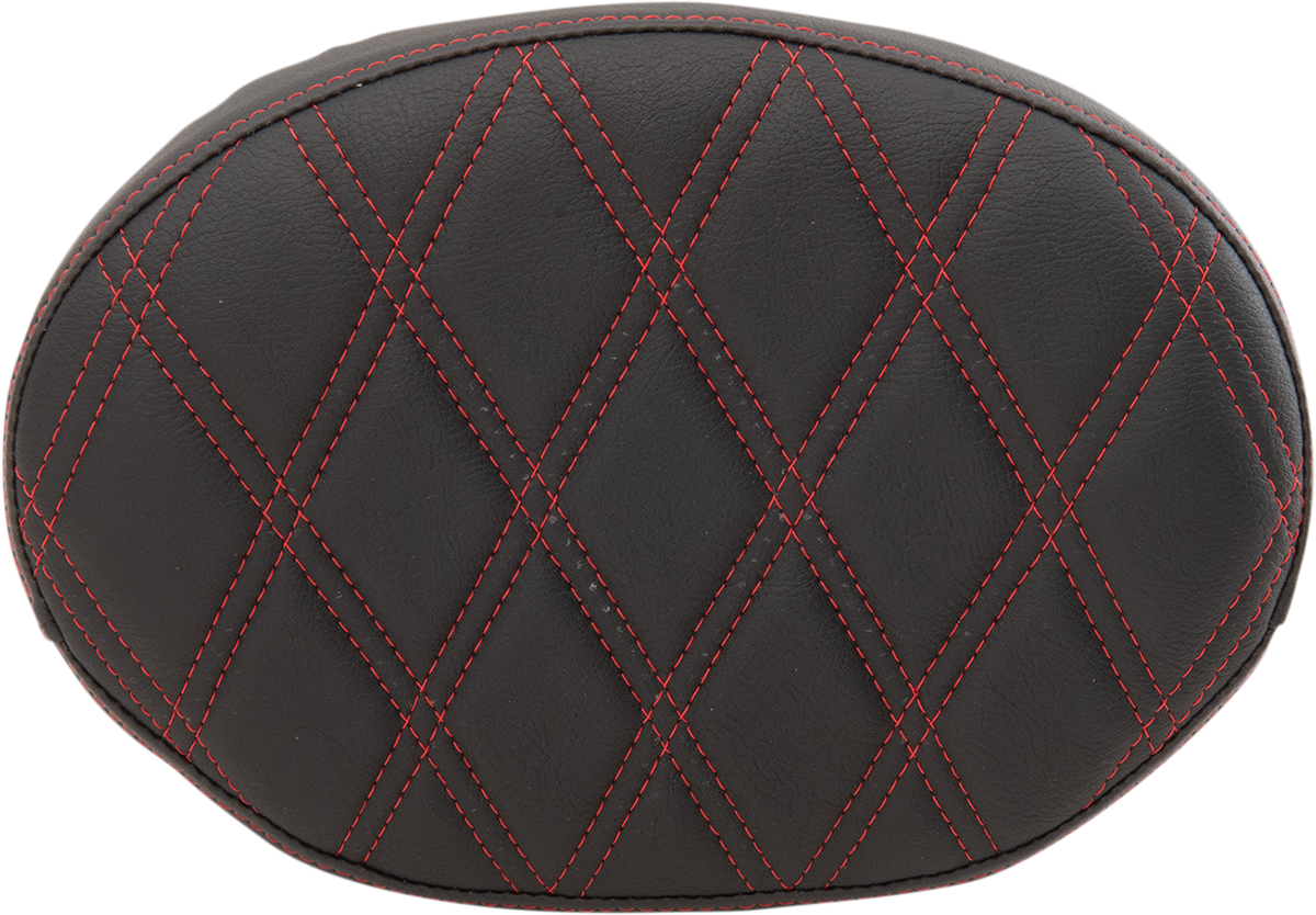 DRAG SPECIALTIES SEATS Oval Sissy Bar Pad - Double Diamond - Red Stitch - FL '99-'22 0822-0430