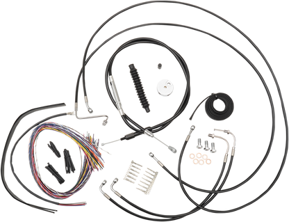 LA CHOPPERS Complete Black Vinyl Braided Handlebar Cable/Brake Line Kit - 18"-20" Handlebars - '08-'13 FLTR LA-8050KT2-19B