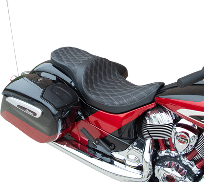 DRAG SPECIALTIES SEATS Low Profile Touring Seat - Double Diamond w/ Silver Stitching - indian '14-'22 0810-2260