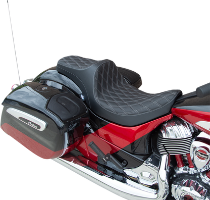 DRAG SPECIALTIES SEATS Predator III Seat - Double Diamond - Silver Stitching - Vinyl - Indian '14-'22 0810-2263