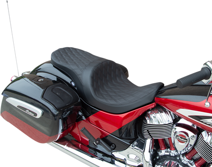 DRAG SPECIALTIES SEATS Low Profile Touring Seat - Double Diamond - Black Stitch - Solar Reflective - Indian '14-'22 0810-2274