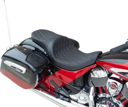 DRAG SPECIALTIES SEATS Low Profile Touring Seat - Double Diamond w/ Black Stitching - Indian '14-'22 0810-2259