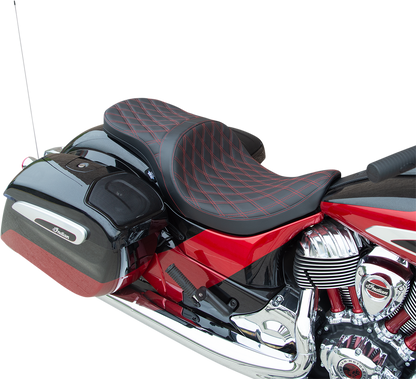 DRAG SPECIALTIES SEATS Low Profile Touring Seat - Double Diamond w/ Red Stitching - Indian '14-'22 0810-2261