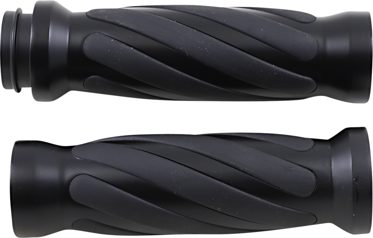 DRAG SPECIALTIES Twisted Grips - TBW - Matte Black 17-0543MBT