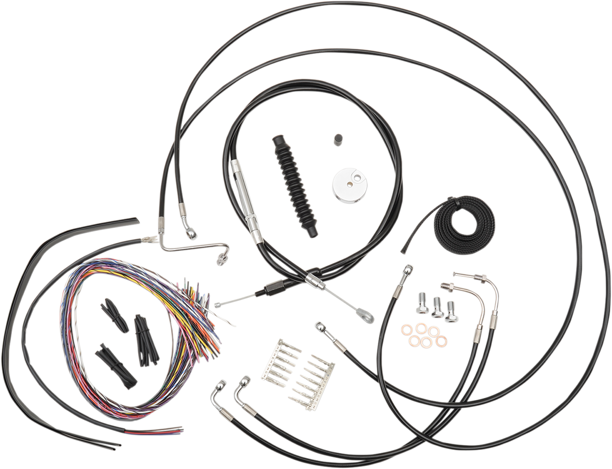 LA CHOPPERS Complete Black Vinyl Braided Handlebar Cable/Brake Line Kit - 12"-14" Handlebars - '08-'13 FLH LA-8051KT2-13B