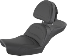SADDLEMEN Explorer Seat - With Backrest - Stitched - Black - Dyna 896-04-030