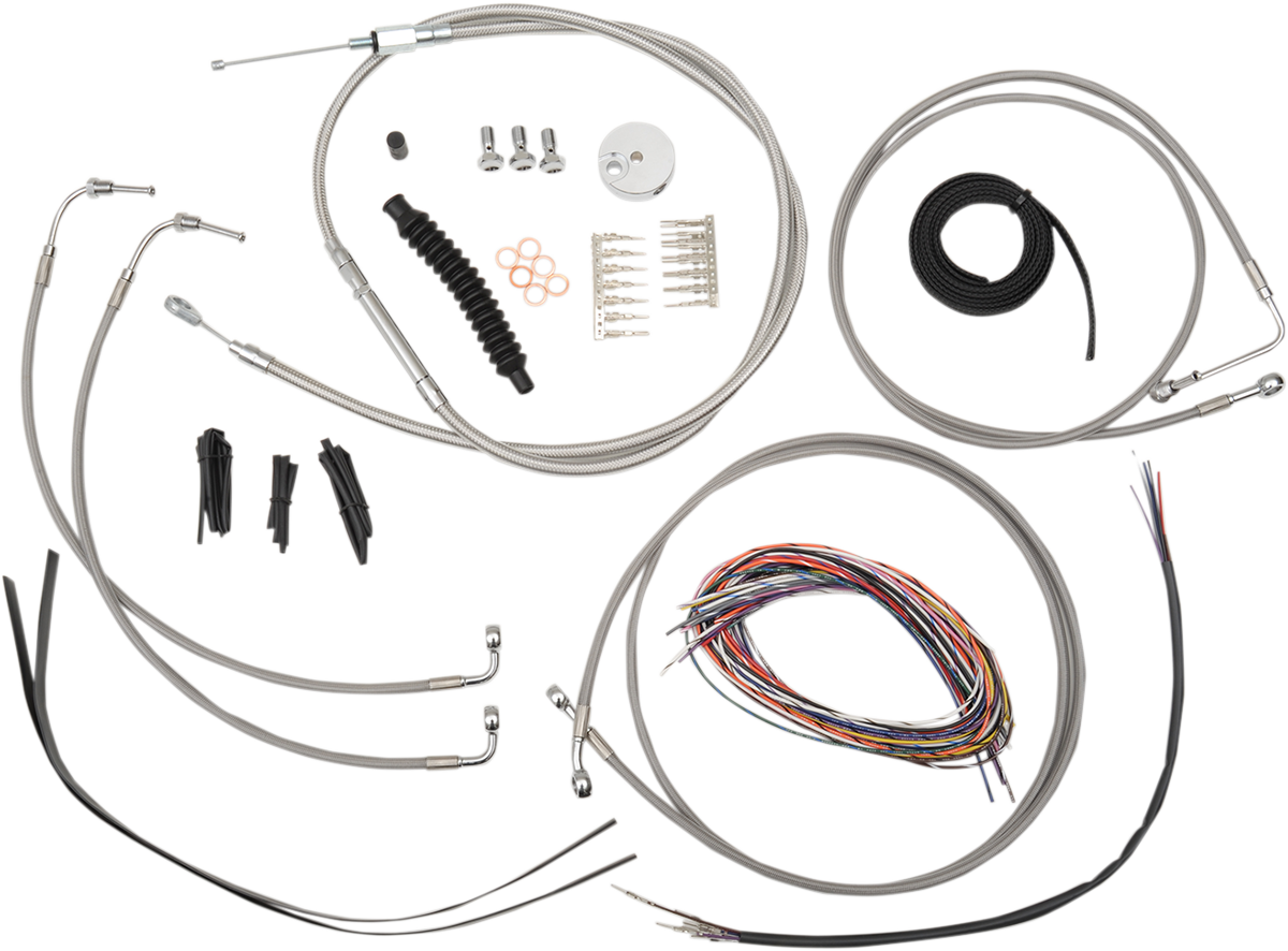LA CHOPPERS Complete Stainless Braided Handlebar Cable/Brake Line Kit - 18"-20" Handlebars - '08-'13 FLH LA-8051KT2-19