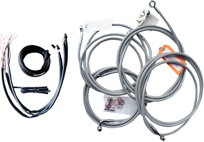 LA CHOPPERS Complete Stainless Braided Handlebar Cable/Brake Line Kit - 15"-17" Handlebars - '14-'15 FL LA-8052KT2-16