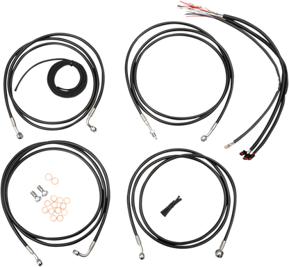 LA CHOPPERS Complete Black Vinyl Braided Handlebar Cable/Brake Line Kit - 15"-17" Handlebars - '14-'15 FLH LA-8052KT2-16B