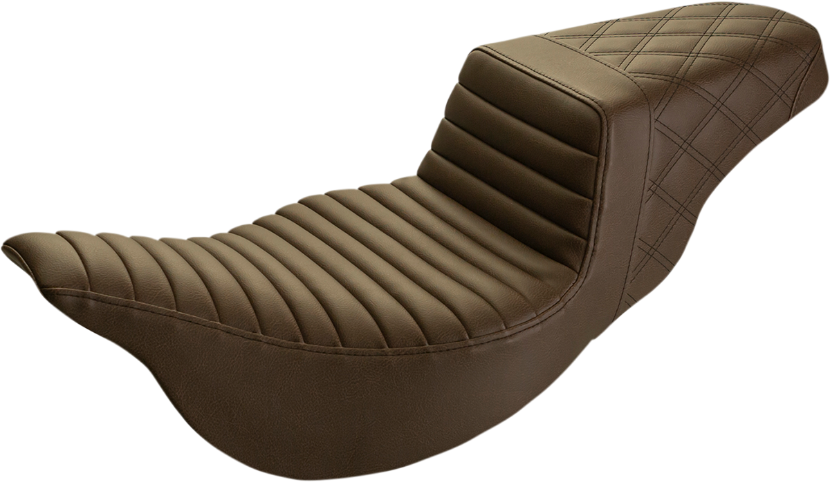 SADDLEMEN Step-Up Seat - Extended Reach - Front Tuck-n-Roll/Rear Lattice Stitch - Brown - FL '08-'24 808-07B-176BREX
