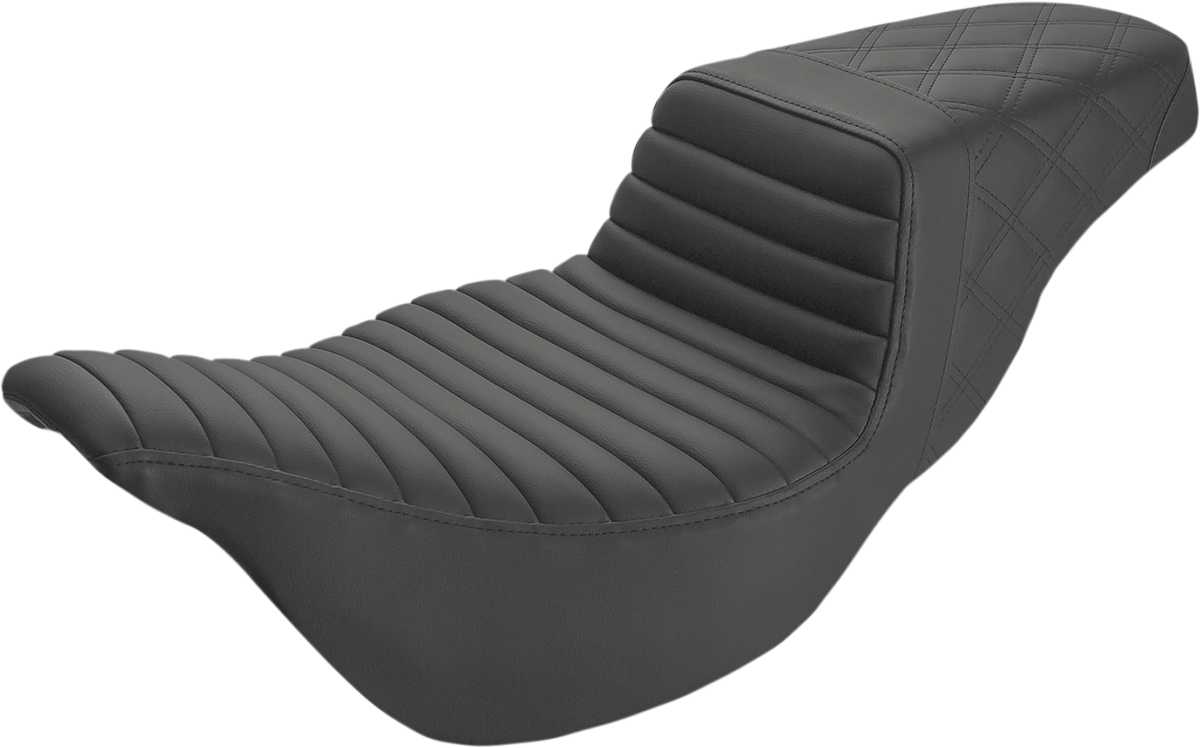 SADDLEMEN Step-Up Seat - Extended Reach - Front Tuck-n-Roll/Rear Lattice Stitch - Black - FL '08-'24 808-07B-176E