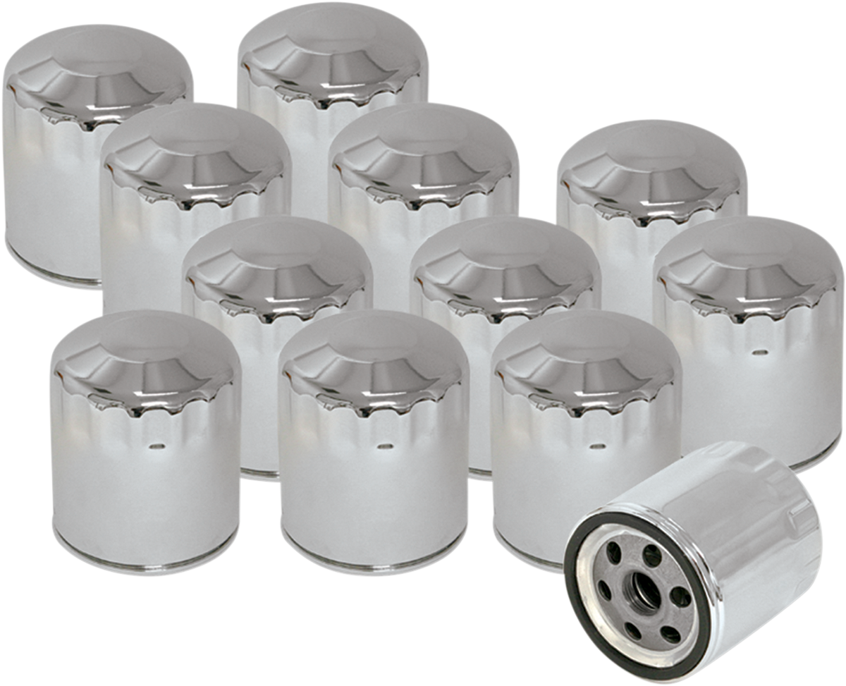 S&S CYCLE Oil Filters - Chrome - 12-Pack 310-0240