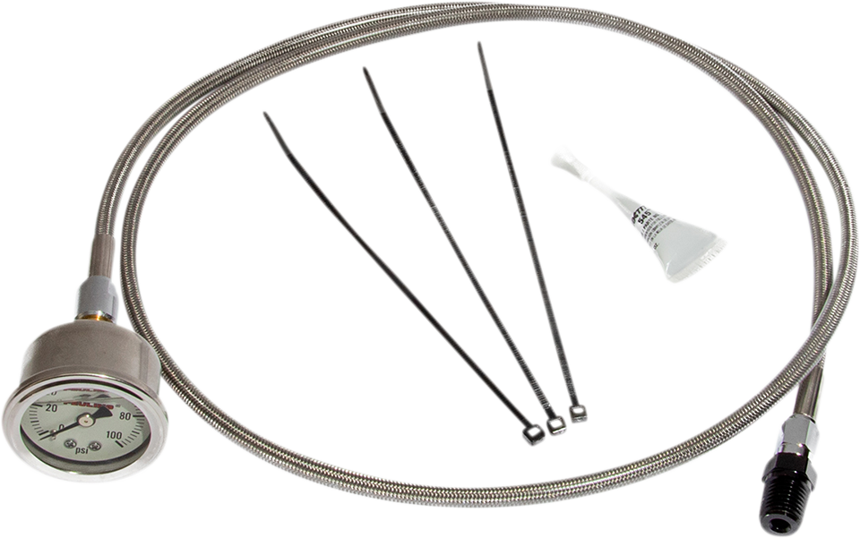FEULING PARTS Remote Oil Pressure Gauge/Line Kit - Stainless/Chrome - M8 9044